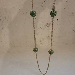 Gold Chain Necklace with Green Beaded Details